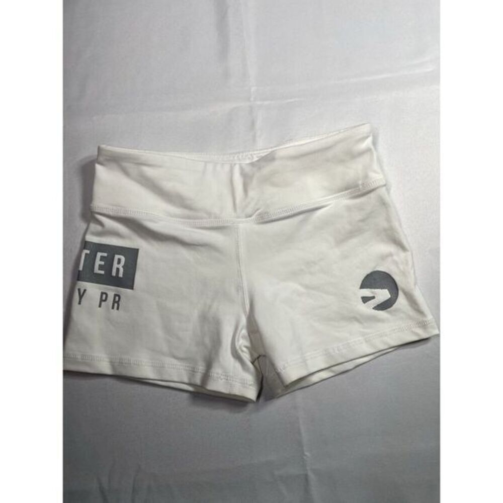 Greater Than My PR Workout Performance Stretch Shorts Cream 23" Waist